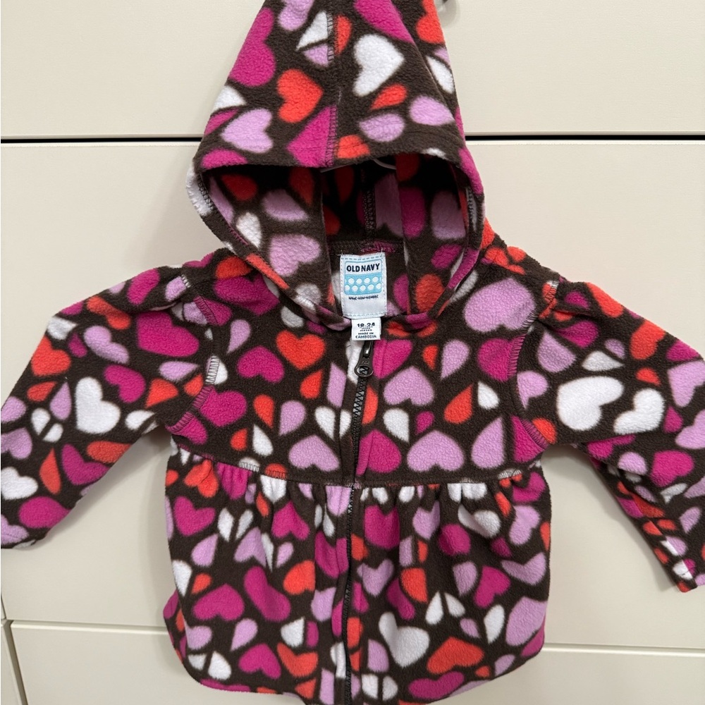 Old Navy Colorful Heart Fleece Jacket
